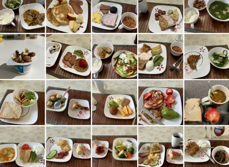 ホームステイ先の料理の写真がカメラロールにいっぱい残っている様子